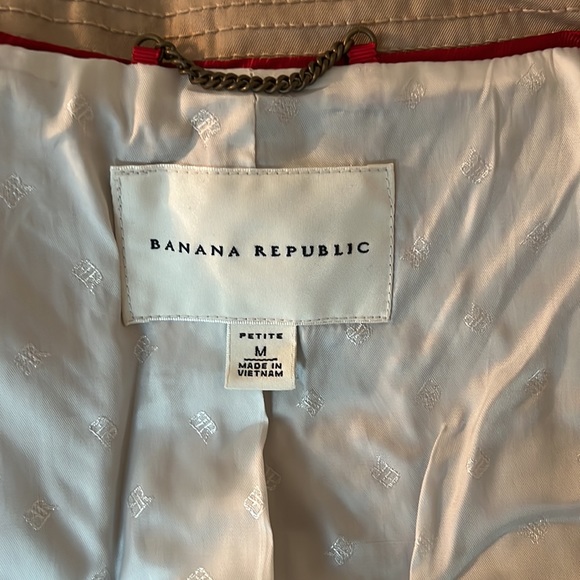 Banana Republic Khaki Trench Coat Womens Petit Medium - Picture 5 of 8